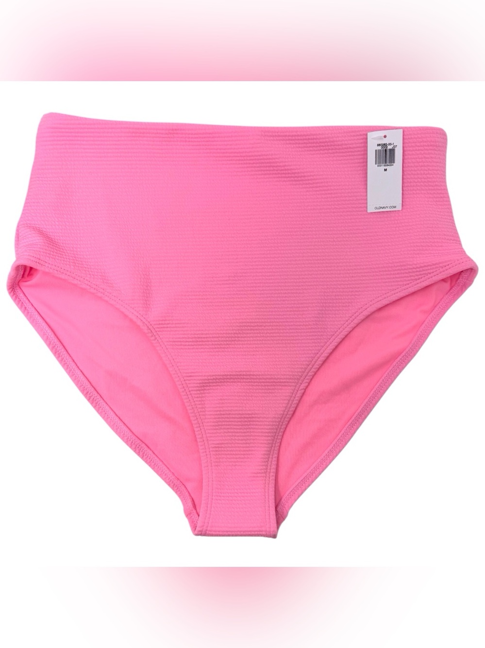 Old Navy pink rib textured high-waist bikini bottom women’s size Medium New